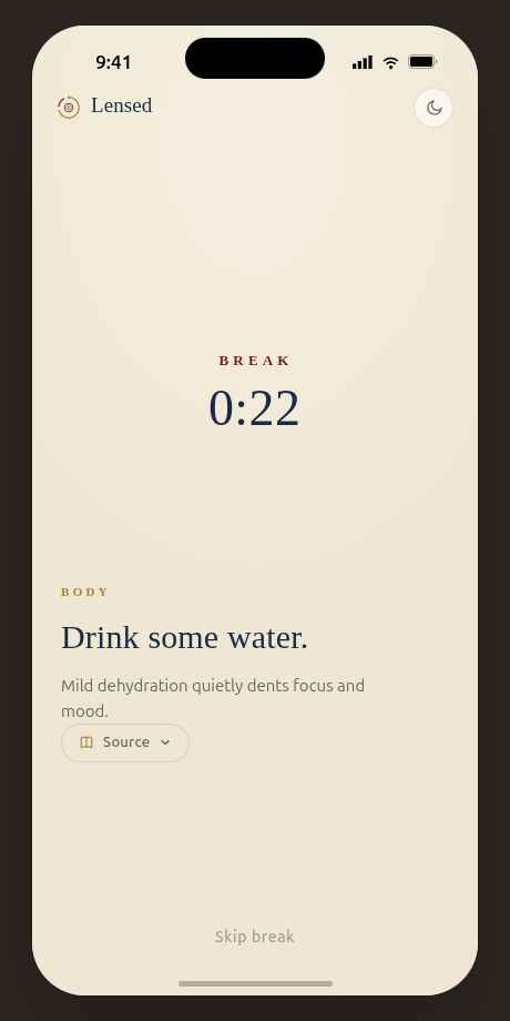 Break screen with tip